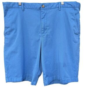 Izod Saltwater Blue Chino Shorts Men 40 Stretch Flat Front 9.5” Inseam